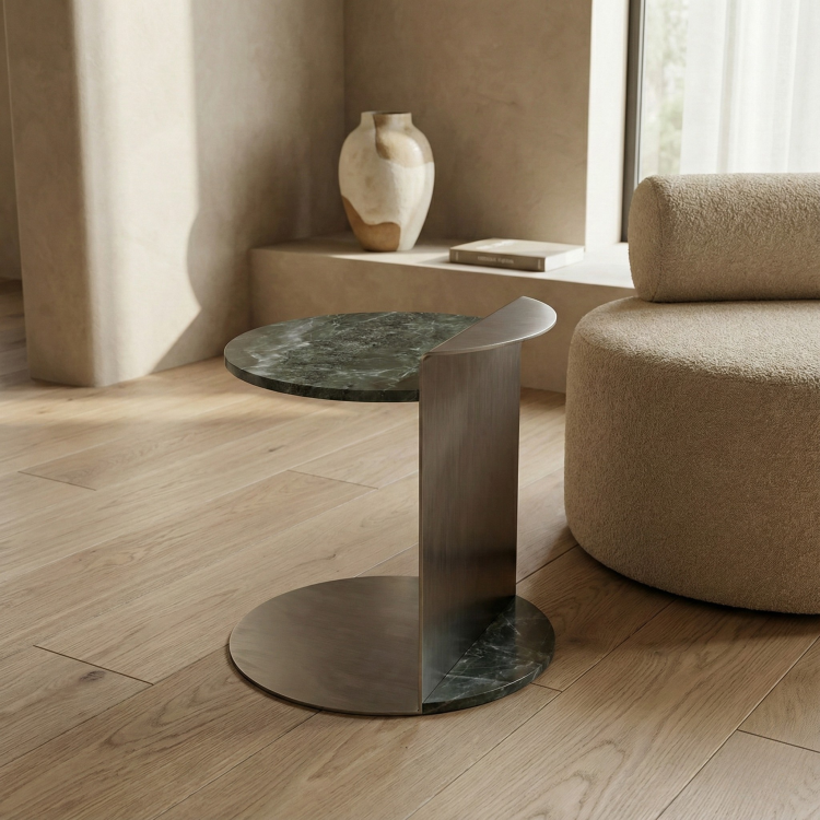 שולחן צד דגם - LEON נירוסטה ושיש טבעי